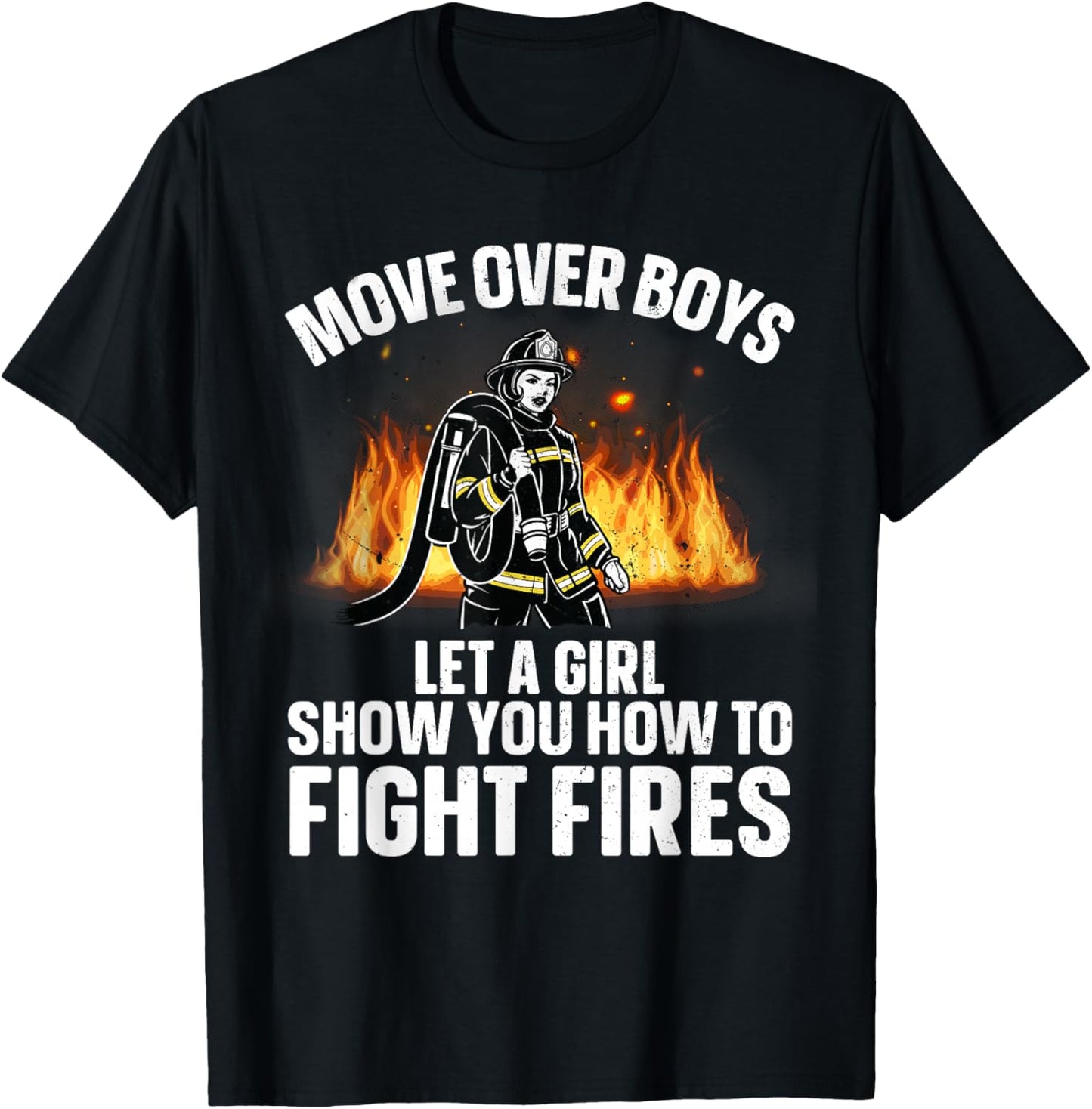 Firefighter Art Girls Firefighting Firefighter T-Shirt - T-Shirt | Black