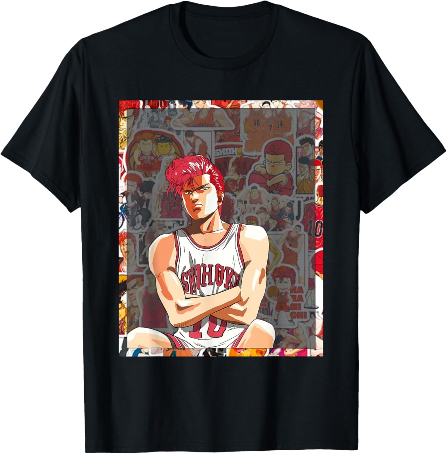 Bokchu Hanamichi Sakuragi -Adults Anime Black Small Classic Fit Short Sleeve T-Shirt - T-Shirt | Black