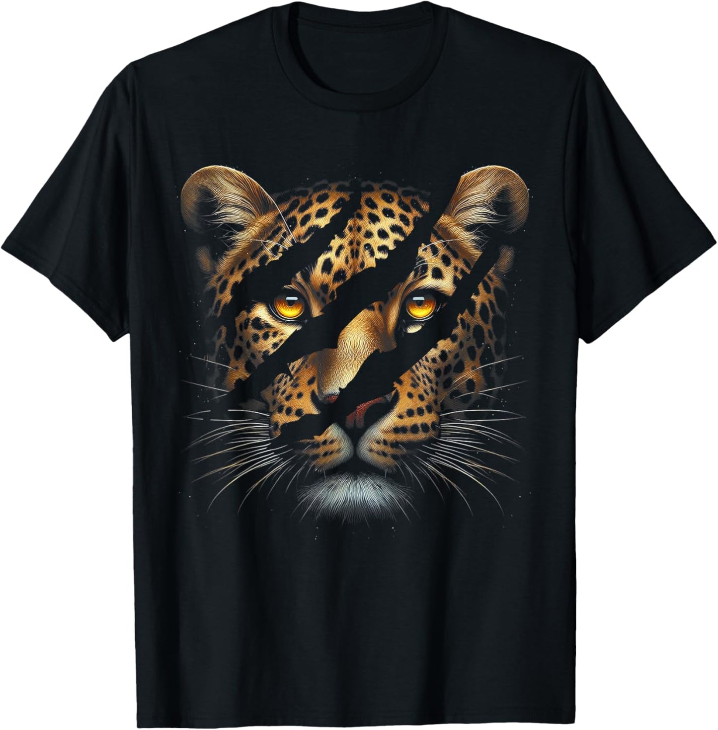 Leopard Cheetah Tiger Leopard Face Lion Cat T-Shirt - T-Shirt | Black