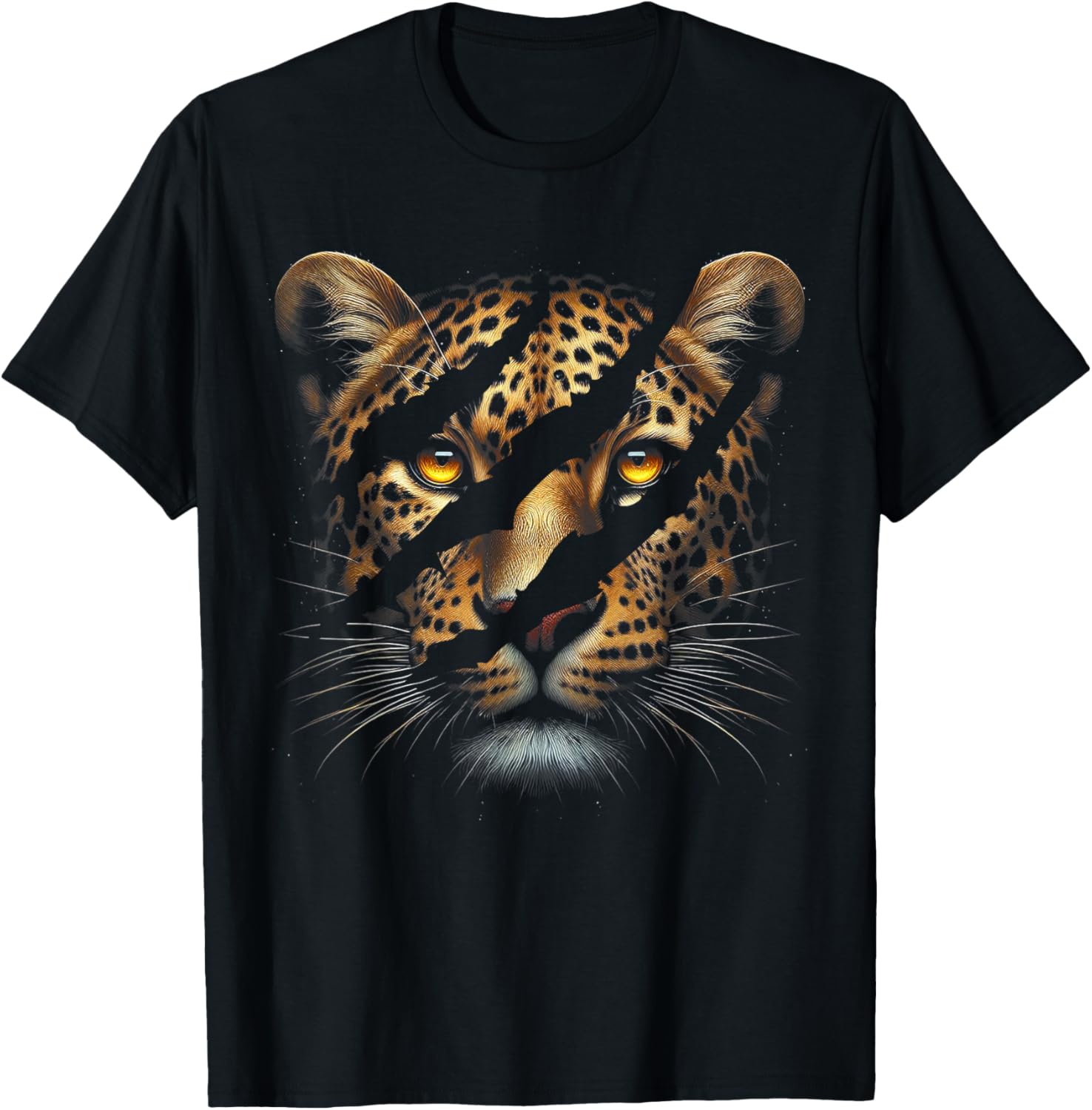 Leopard Cheetah Tiger Leopard Face Lion Cat T-Shirt - T-Shirt | Black