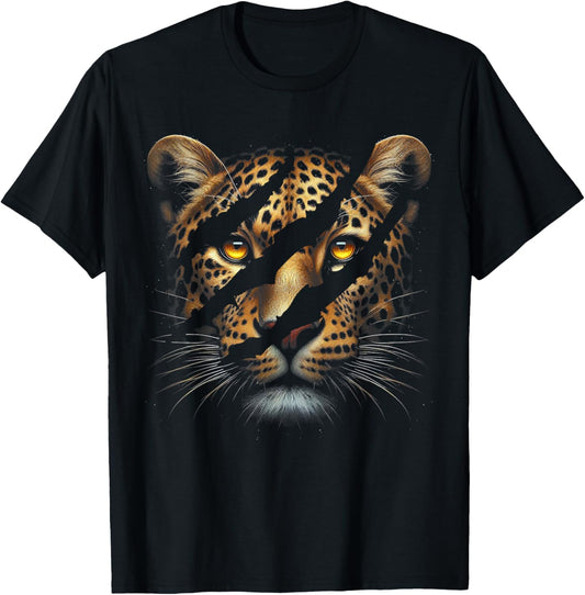 Leopard Cheetah Tiger Leopard Face Lion Cat T-Shirt - T-Shirt | Black
