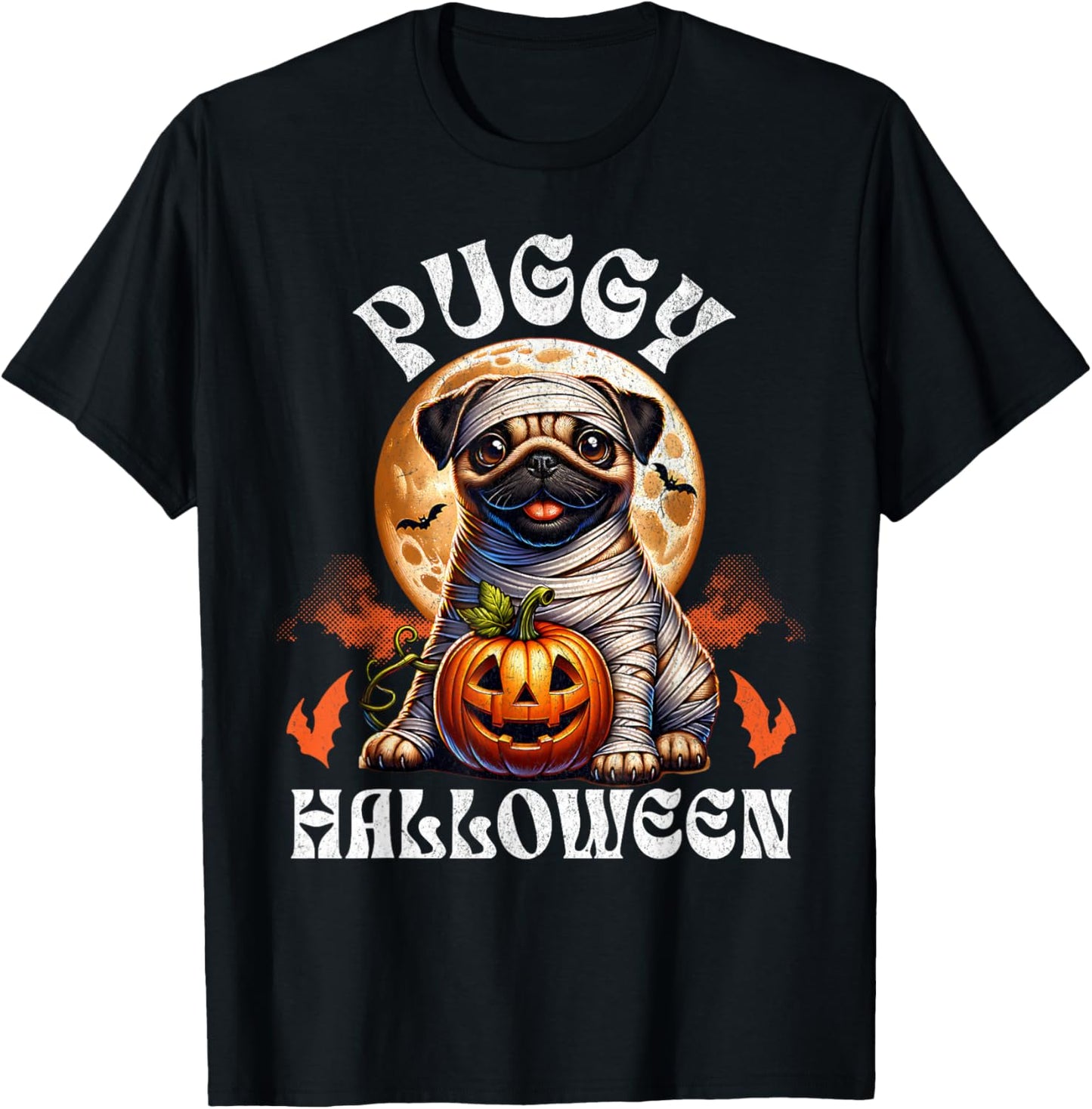 Halloween Costume Pug Halloween Puggy Halloween T-Shirt - T-Shirt | Black