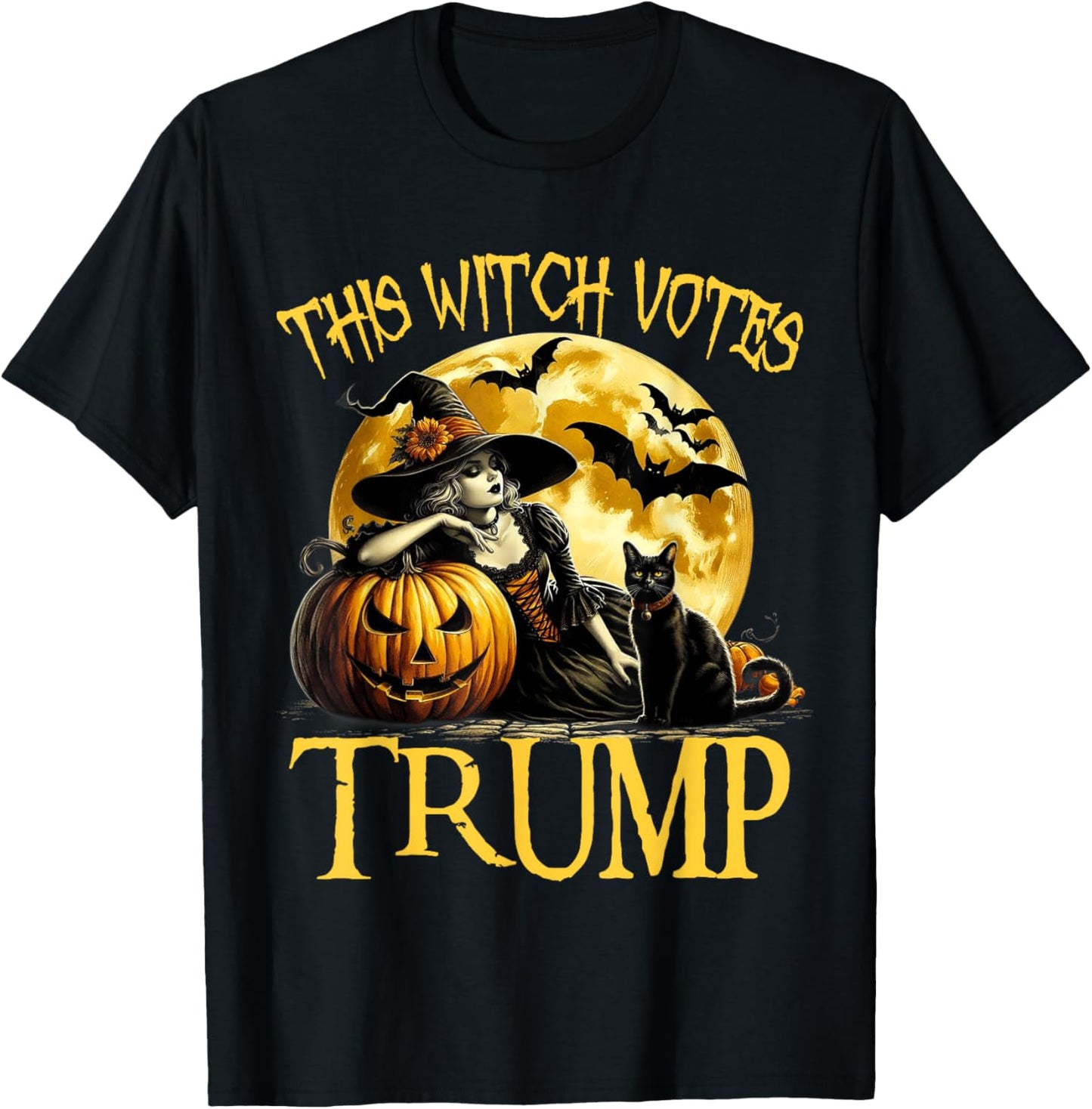 This Witch Votes Trump Halloween Costume Trumpkin Witch T-Shirt - T-Shirt | Black
