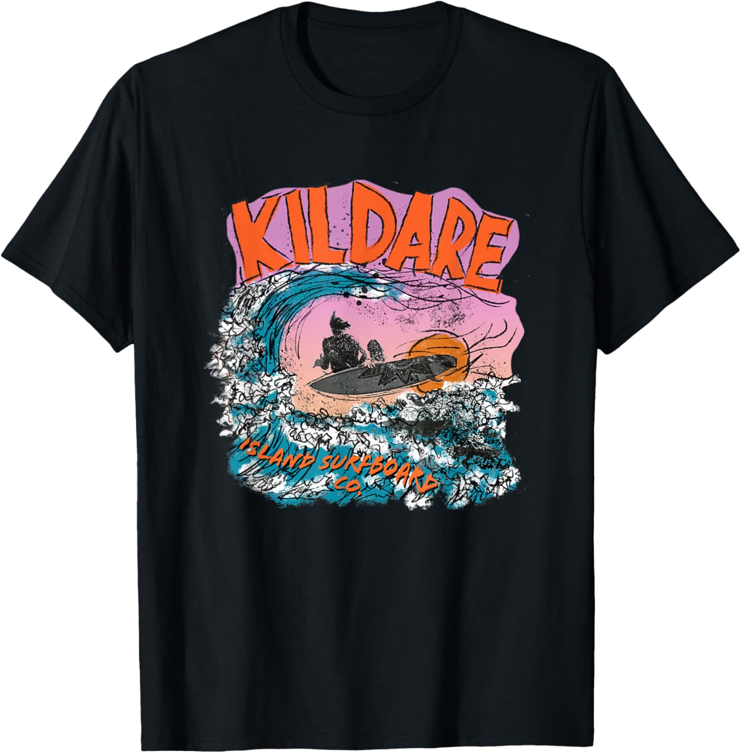 Outer Banks Kildare Island Surfboard Co. Sketchy Poster T-Shirt - T-Shirt | Black