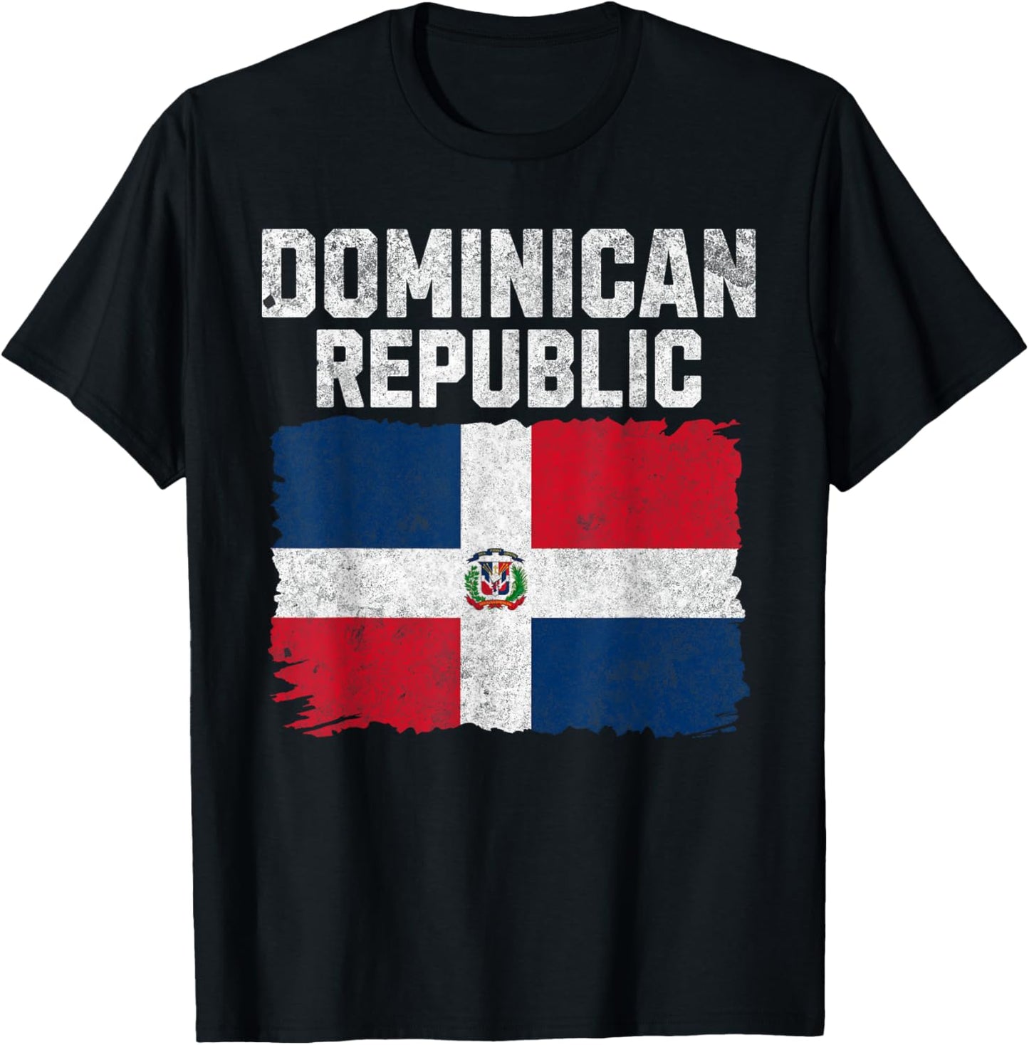 Dominican Republic Flag Vintage Dominican Flag Men Women T-Shirt - T-Shirt | Black