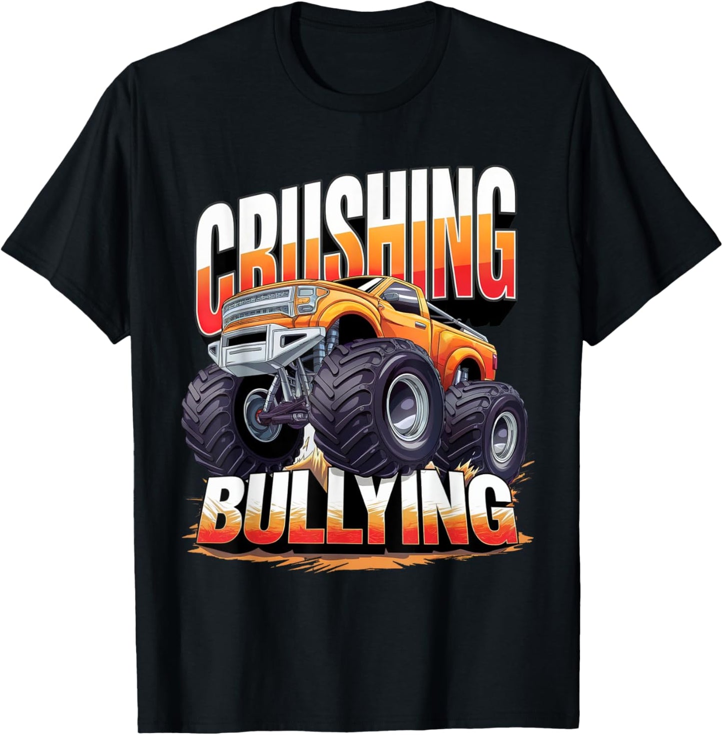 Crushing Bullying Monster Truck Orange Unity Day T-Shirt - T-Shirt | Black