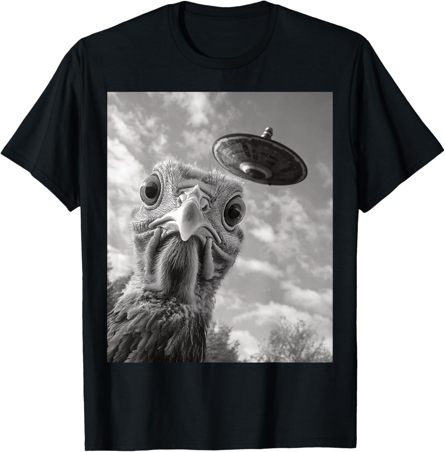 Funny Turkey Selfie UFO Thanksgiving T-Shirt - T-Shirt | Black
