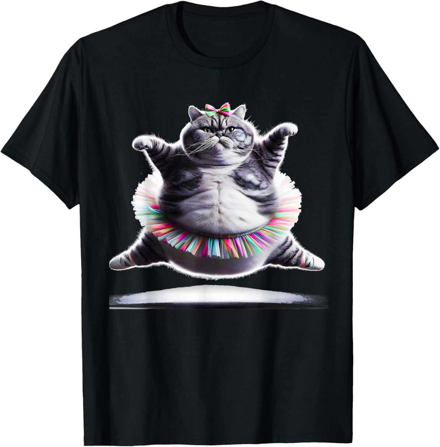 Funny Chubby Ballet Kitty Cat Wearing a Tutu Dancing. T-Shirt - T-Shirt | Black