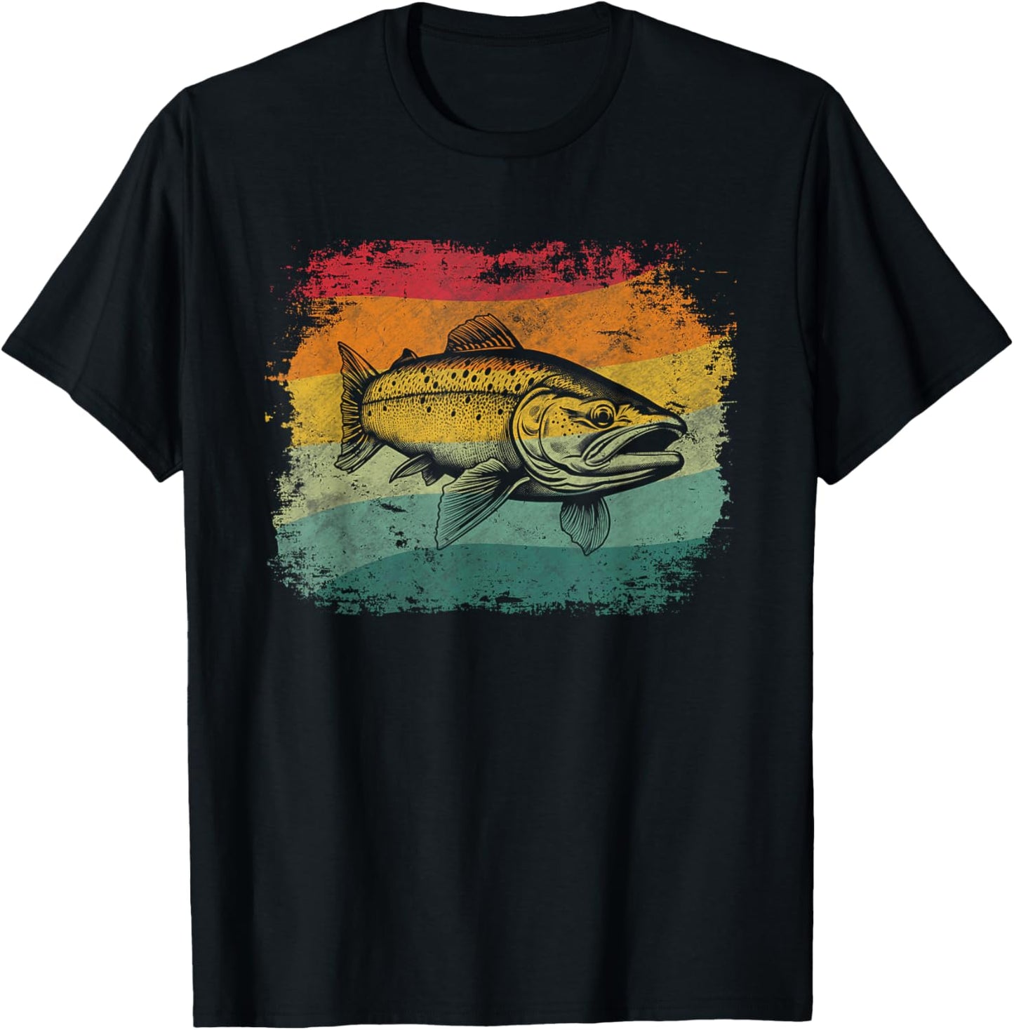 Steelhead Fish Retro Design T-Shirt - T-Shirt | Black