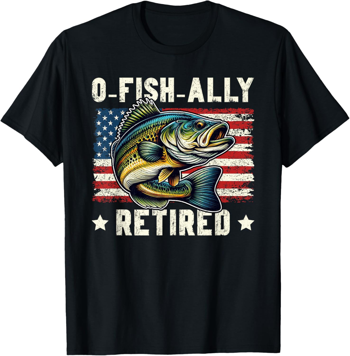 O Fish Ally Retired Fisherman Fishing Bass Retirement T-Shirt - T-Shirt | Black