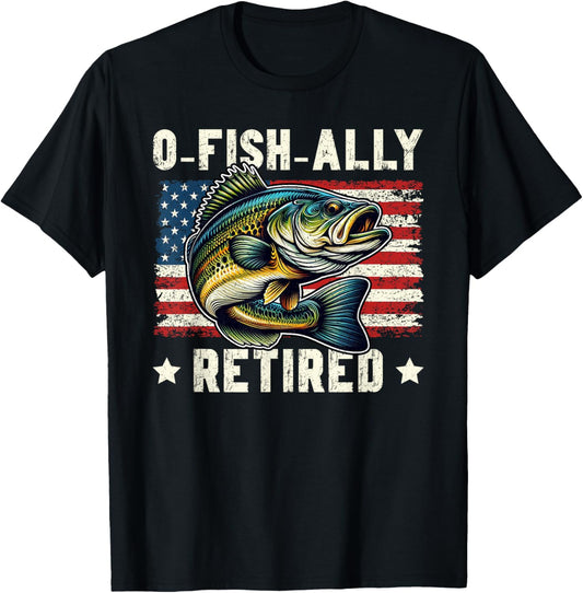 O Fish Ally Retired Fisherman Fishing Bass Retirement T-Shirt - T-Shirt | Black