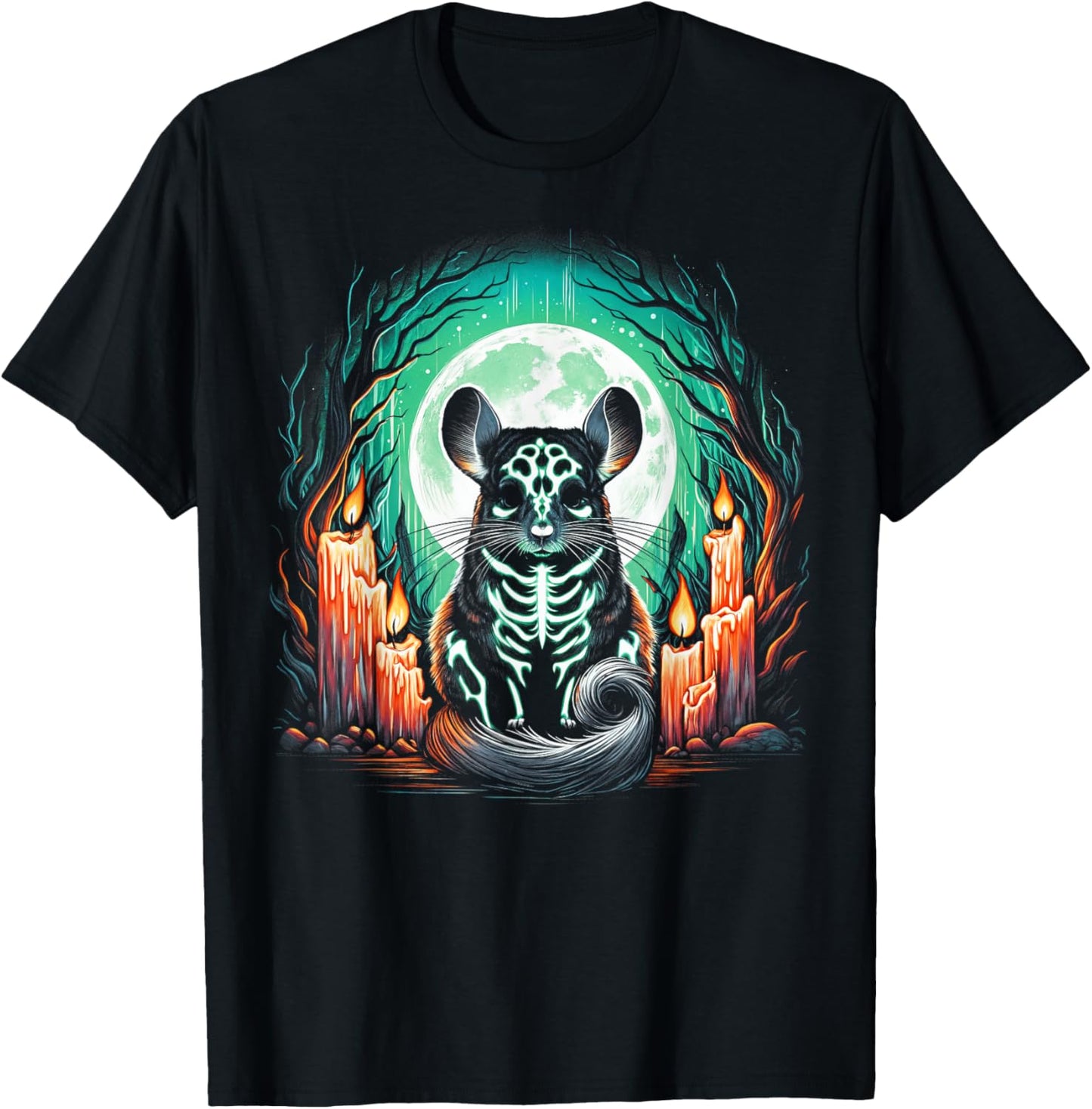 Cool Chinchilla Skeleton Halloween Christmas Birthday T-Shirt - T-Shirt | Black