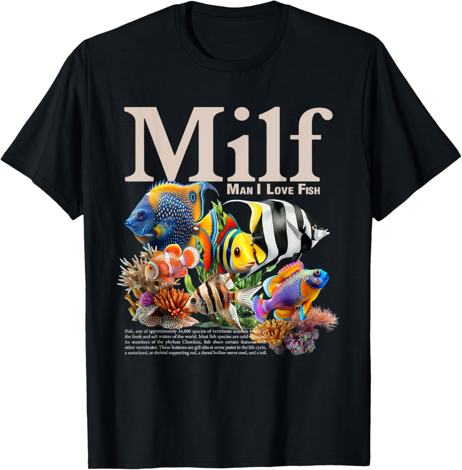 MILF Man I Love Fish Funny Fishing Fisherman Humor Nature T-Shirt - T-Shirt | Black