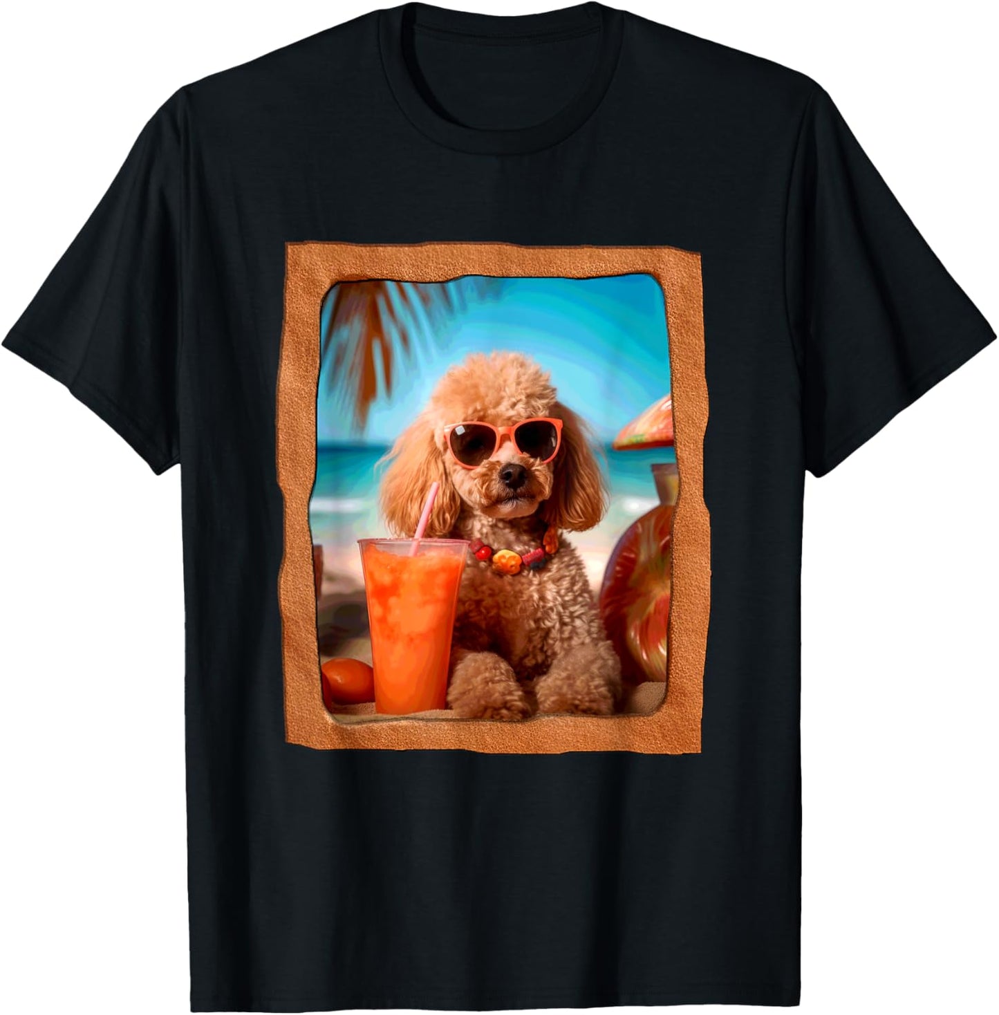 Poodle Chill Vibes Tropical Paradise T-Shirt - T-Shirt | Black