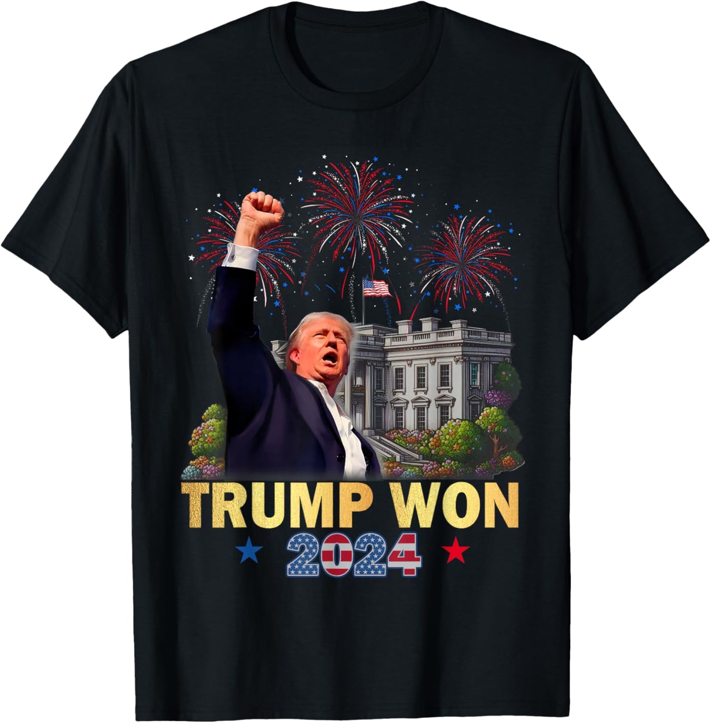Trump Won 2024 President 47th of White House Donald Trump T-Shirt - T-Shirt | Black