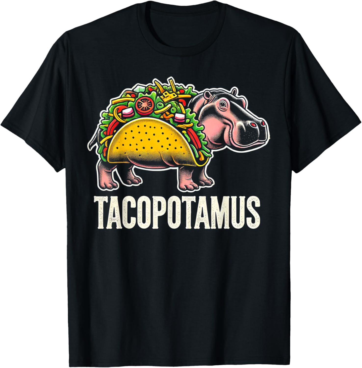 Tacopotamus Taco Hippo Hippopotamus Zoo Animal Funny T-Shirt - T-Shirt | Black