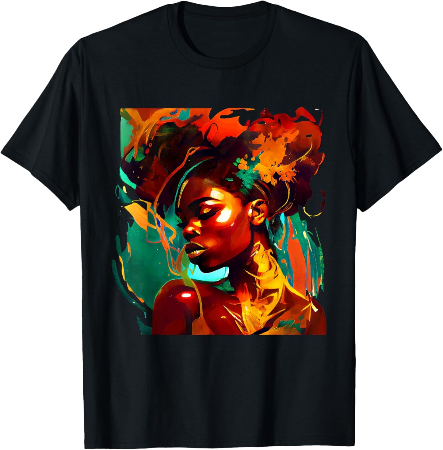Beautuful Black Art African American Woman Painting T-Shirt - T-Shirt | Black