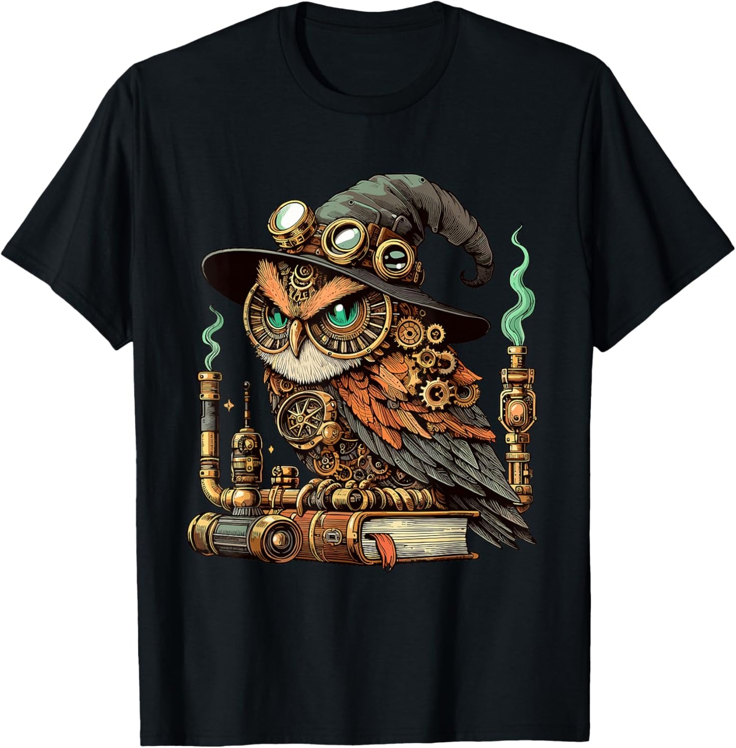 Steampunk Owl T-Shirt - T-Shirt | Black