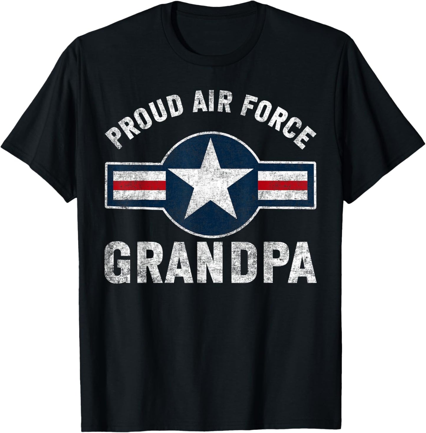 Proud Air Force Grandpa Veteran Airman Pilot Soldier T-Shirt - T-Shirt | Black
