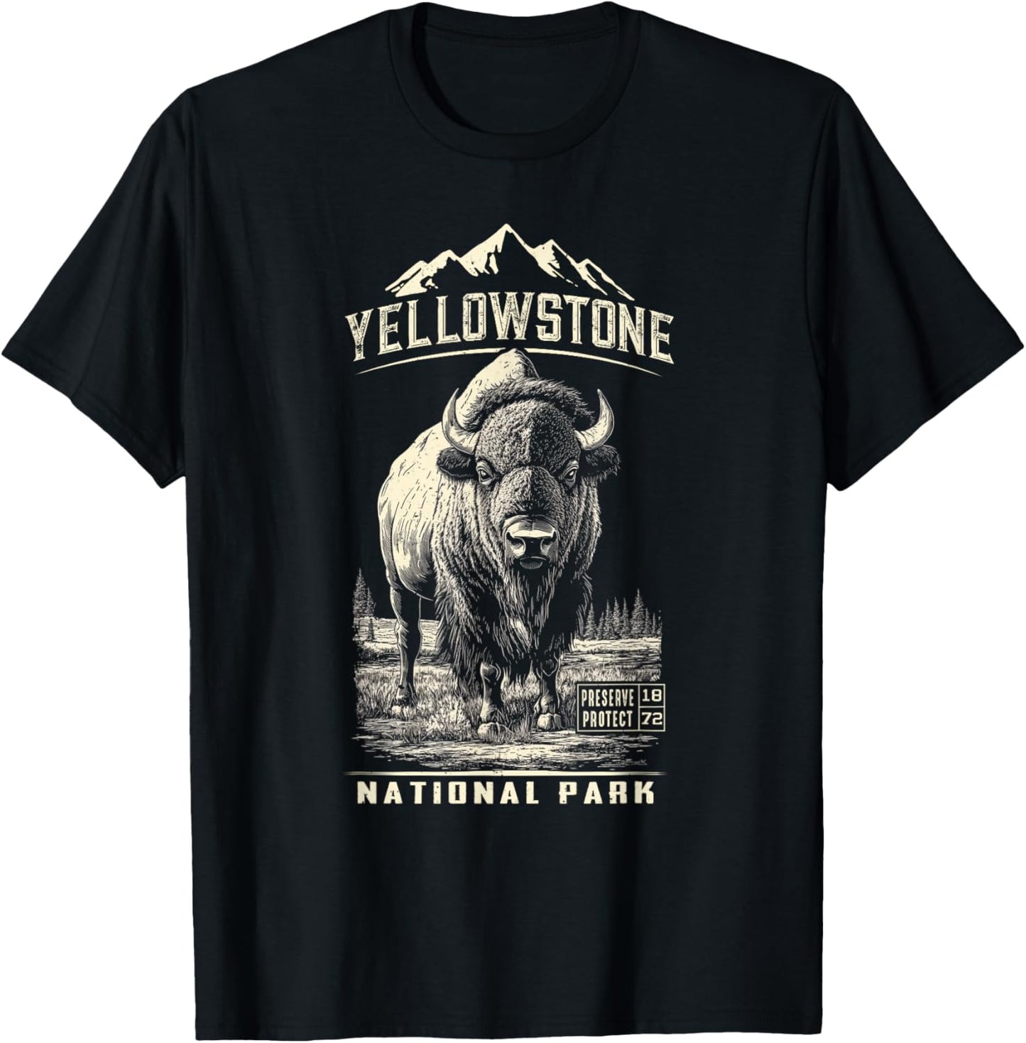 Buffalo American Bison Yellowstone National Park T-Shirt - T-Shirt | Black