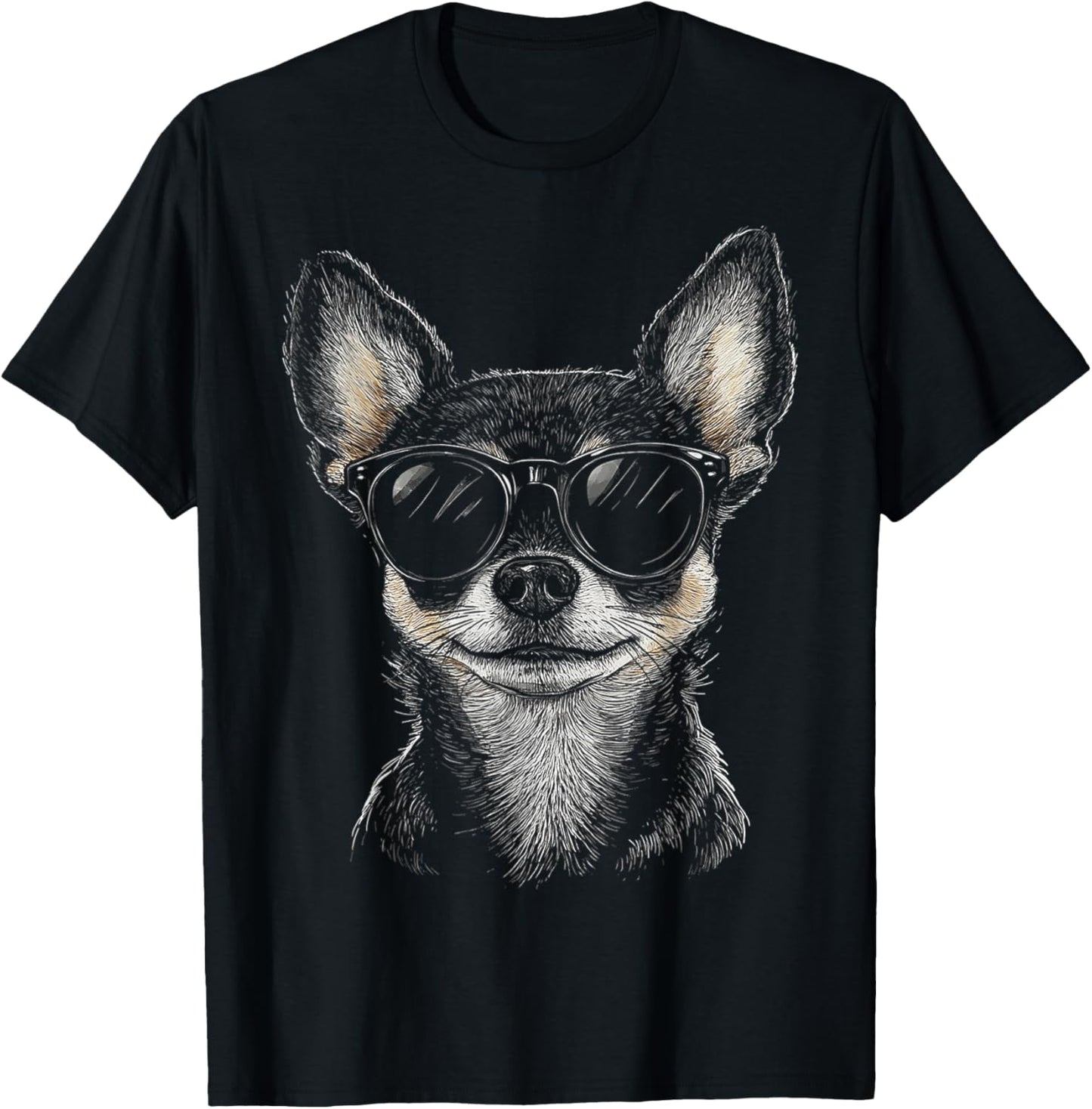 Chihuahua Dog Motif Pet Art Sunglasses Chihuahua T-Shirt - T-Shirt | Black