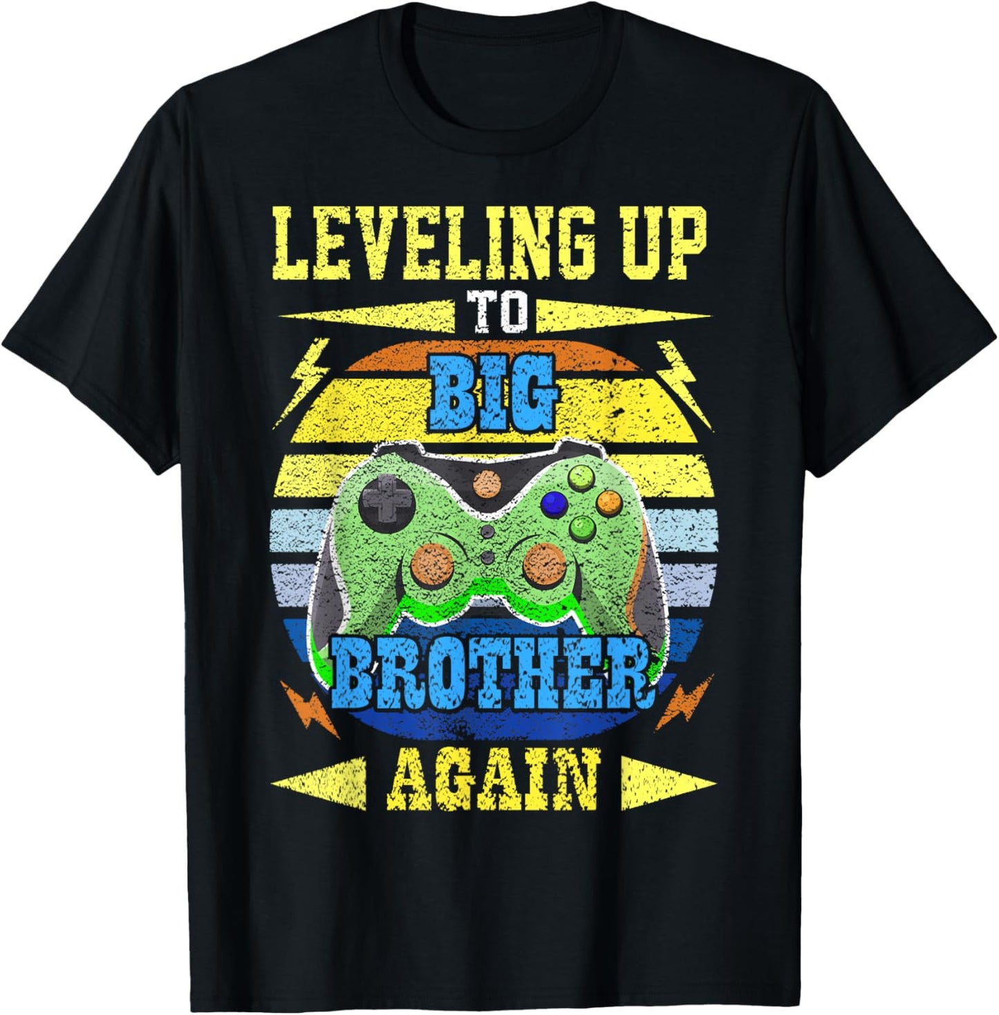 Funny Leveling Up To Big Brother Again Big Bro Gaming Gifts T-Shirt - T-Shirt | Black