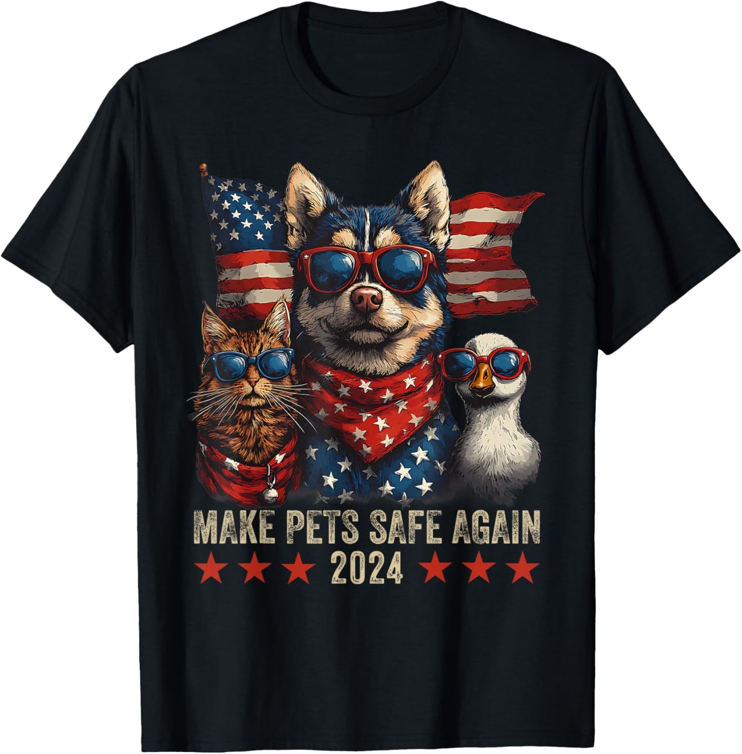 Make Pets Safe Again Trump 2024 Save Our Pets T-Shirt - T-Shirt | Black