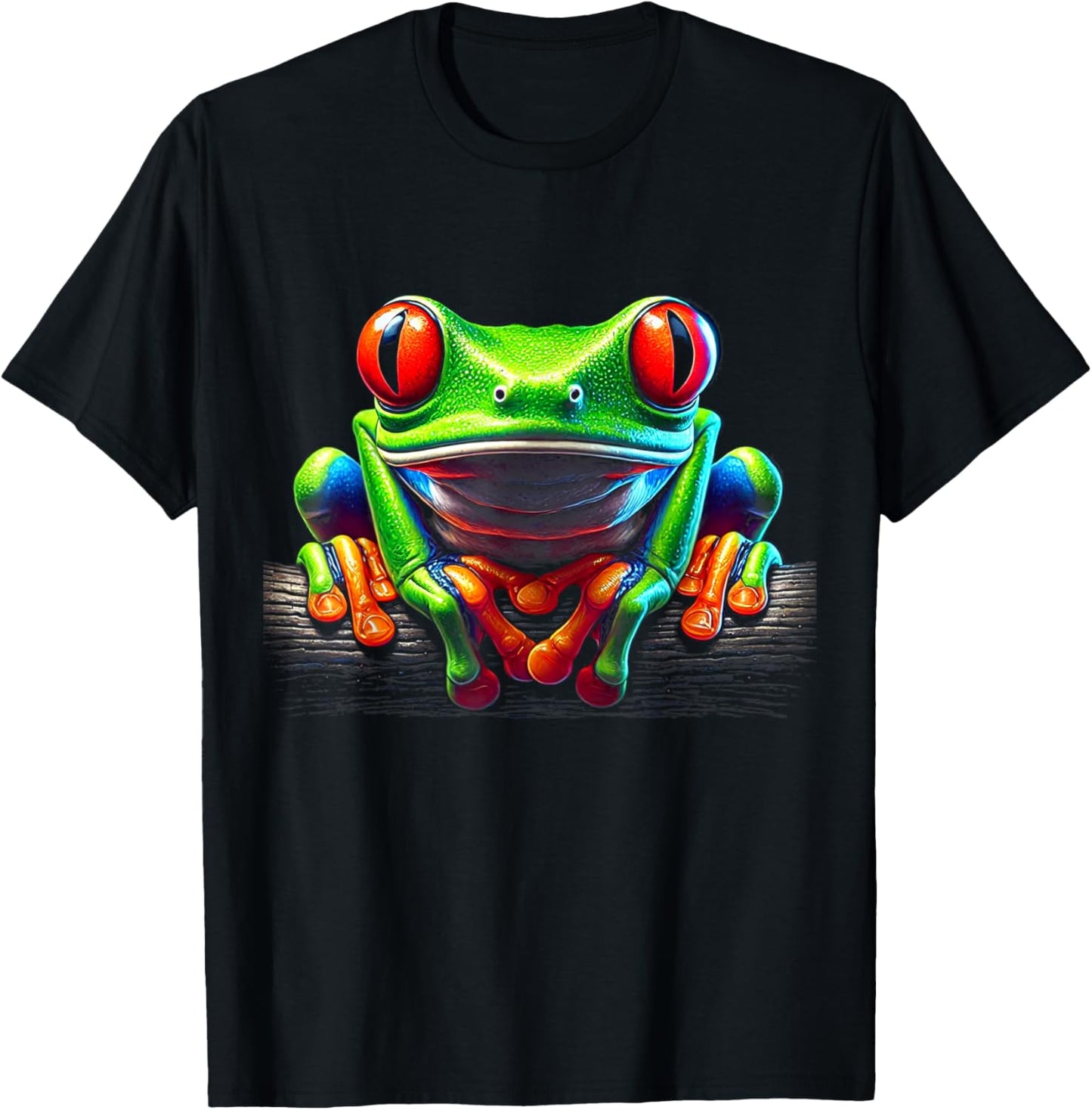 Green Body Red Eyed Tree Frog Rainforest Amphibian T-Shirt - T-Shirt | Black