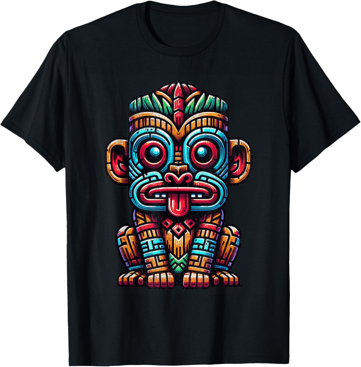 Tiki Totem Monkey Shirt Polynesian Lanai Hawaiian Animal T-Shirt - T-Shirt | Black
