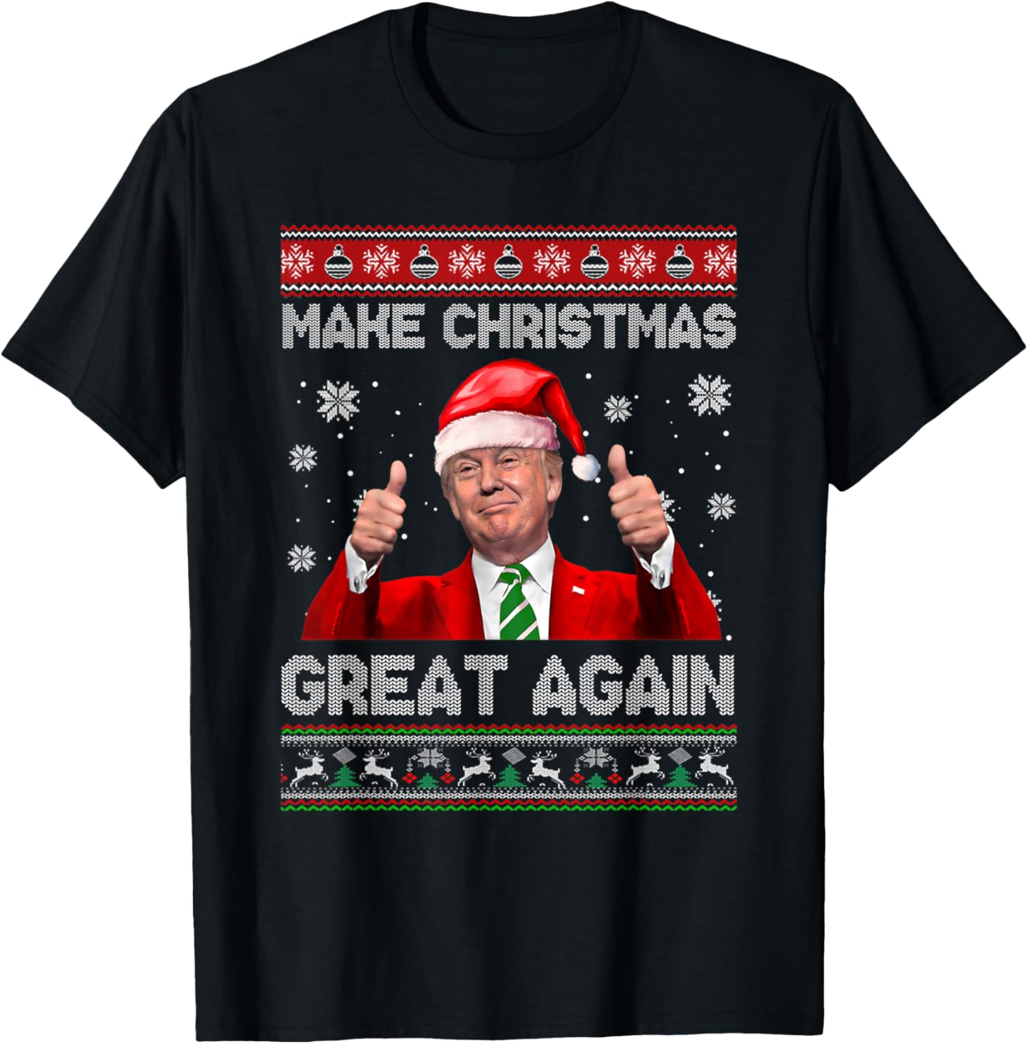Make Christmas Great Again Xmas Funny Trump Pajamas Ugly T-Shirt - T-Shirt | Black