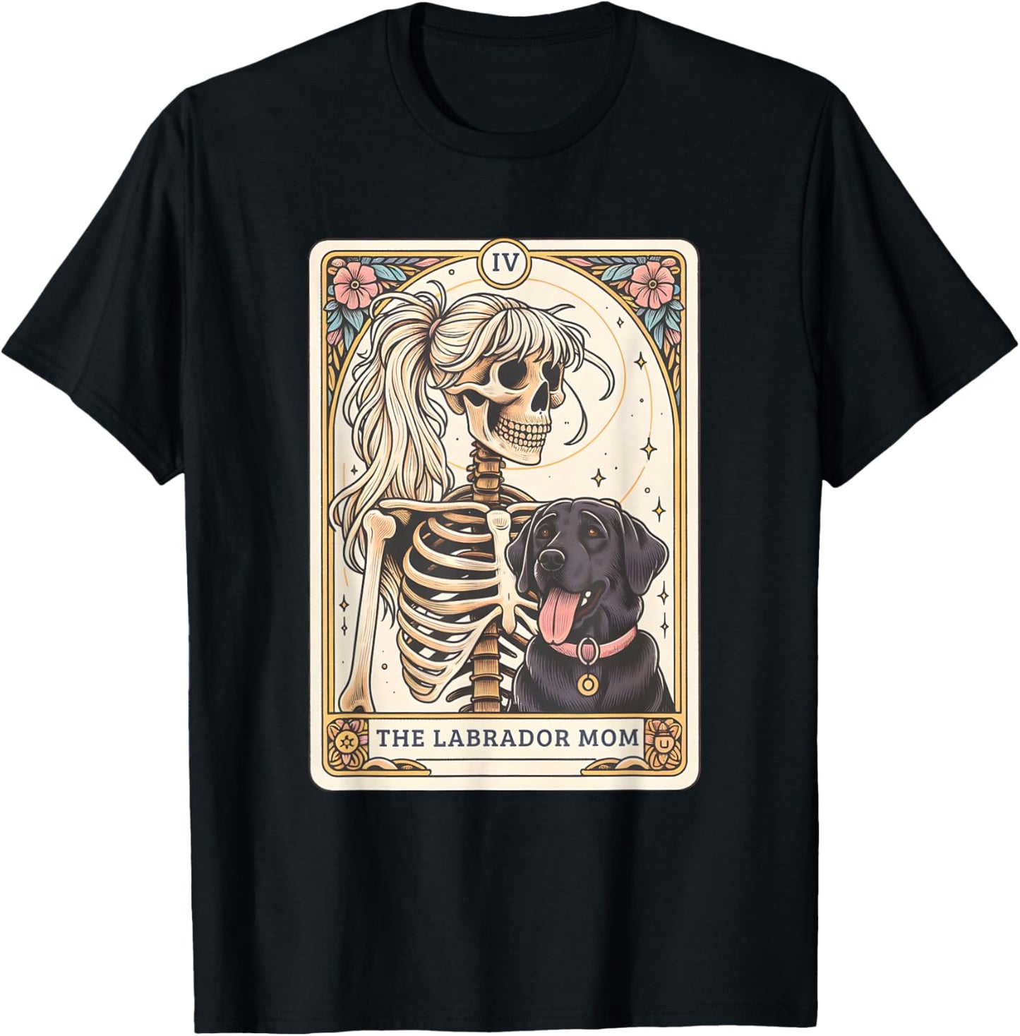 Black Lab Mom Tarot Card, Black Labrador Skeleton Halloween T-Shirt - T-Shirt | Black