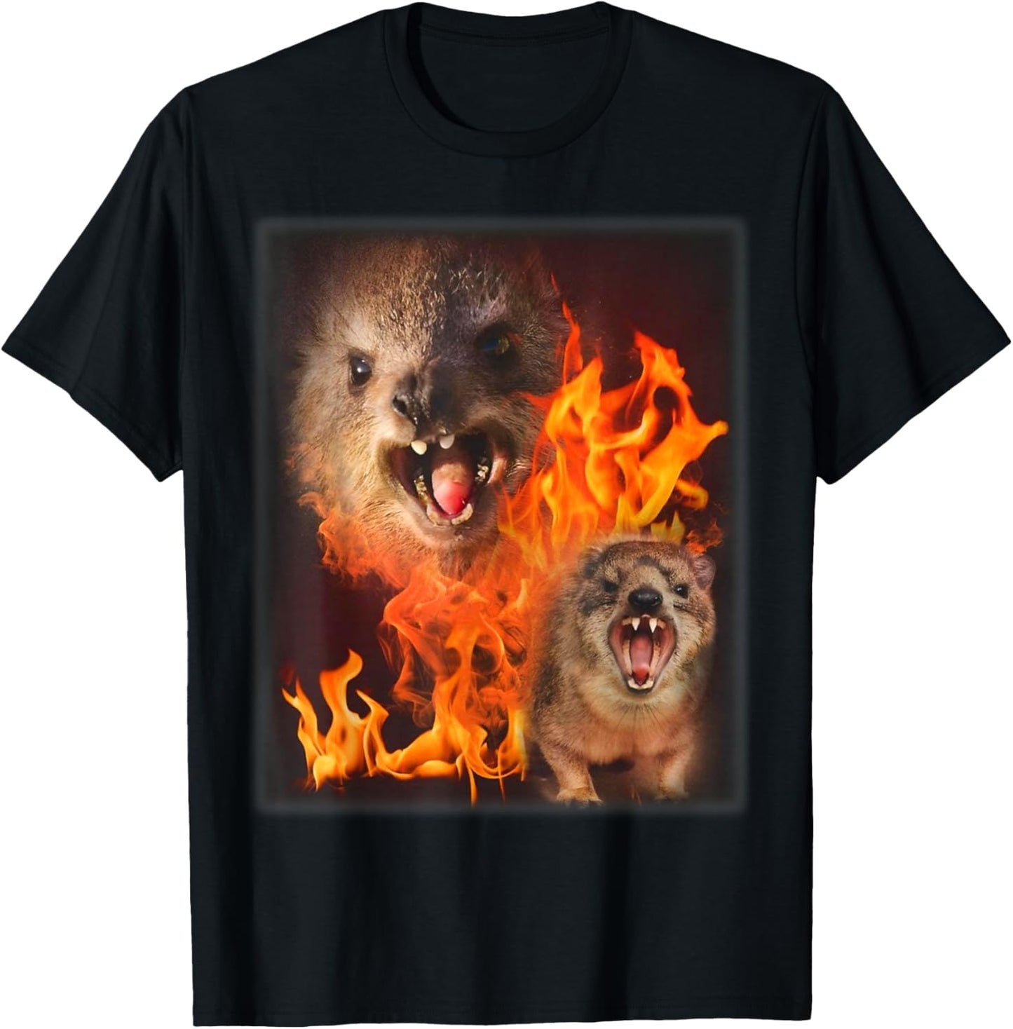 Funny Rock Hyrax Fire Meme T-Shirt - T-Shirt | Black
