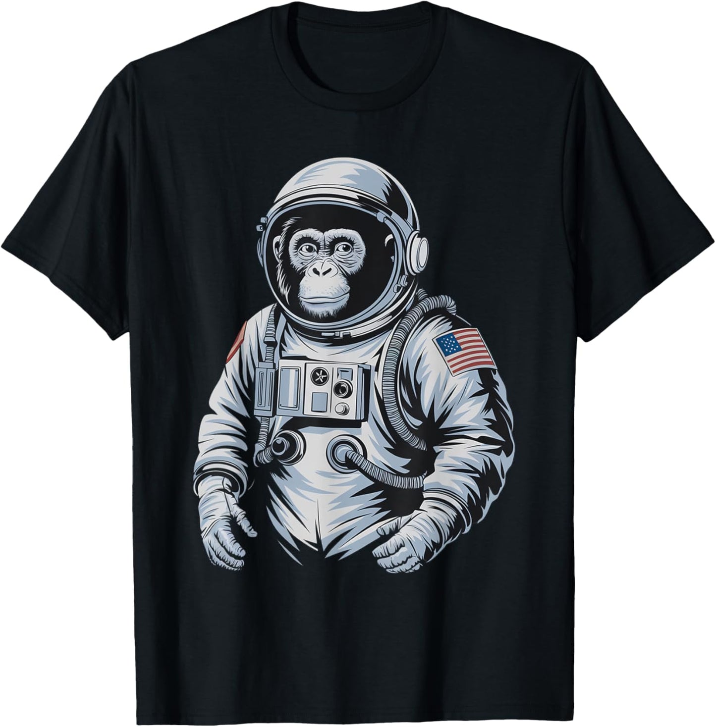 Vintage Space Astronaut Monkey Graphic T-Shirt - T-Shirt | Black