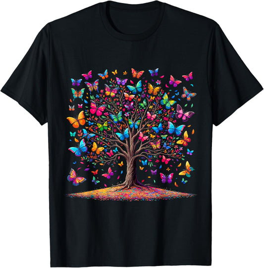 Butterfly Tree T-Shirt - T-Shirt | Black
