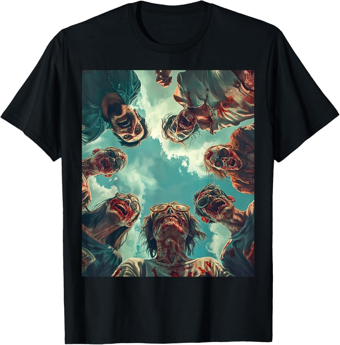 A Funny Halloween Clothing Zombies Taking a Selfie On T-Shirt - T-Shirt | Black