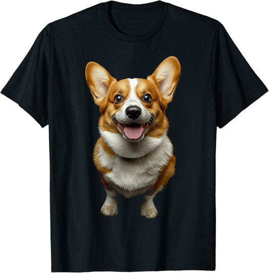 Pembroke Welsh Corgi Dog Motif Pet Artwork T-Shirt - T-Shirt | Black