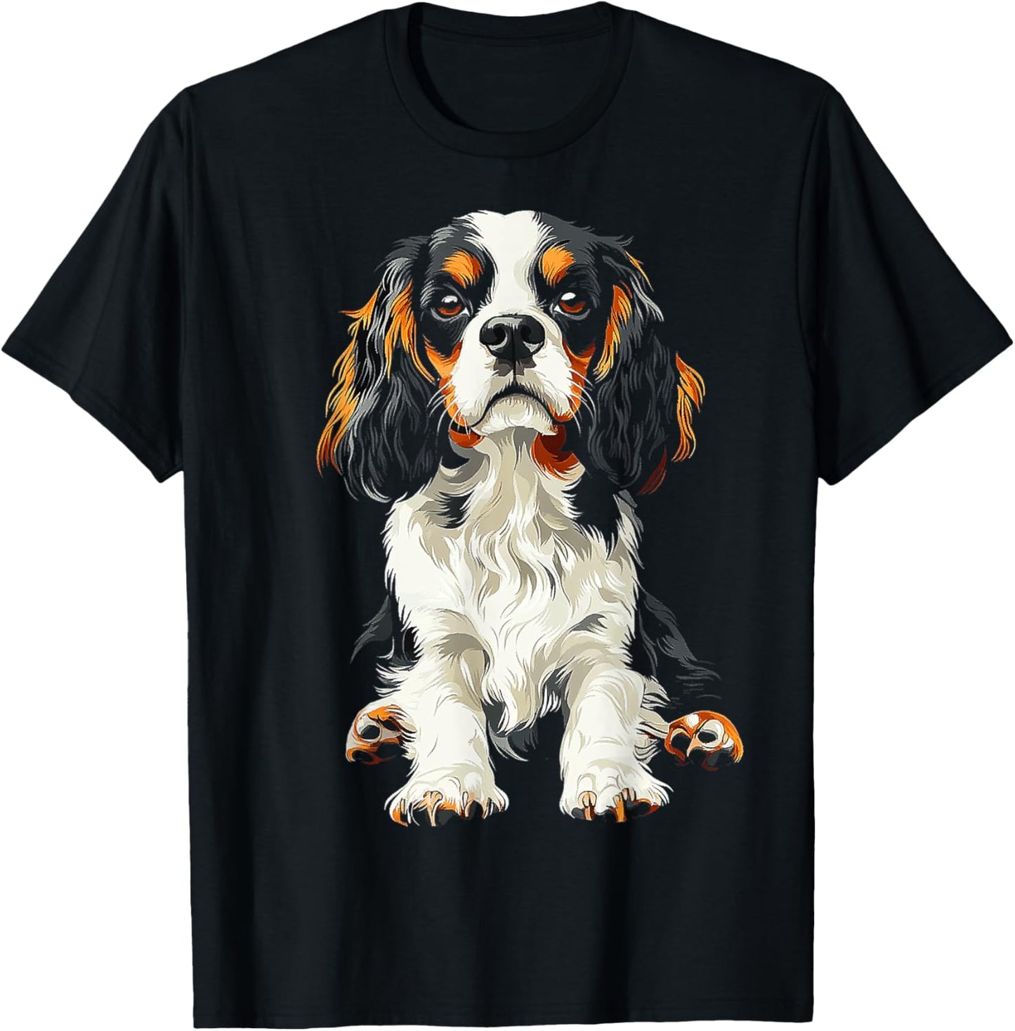 Cavalier King Charles Spaniel Dog Graphic Pet Artwork Women Kids T-Shirt - T-Shirt | Black