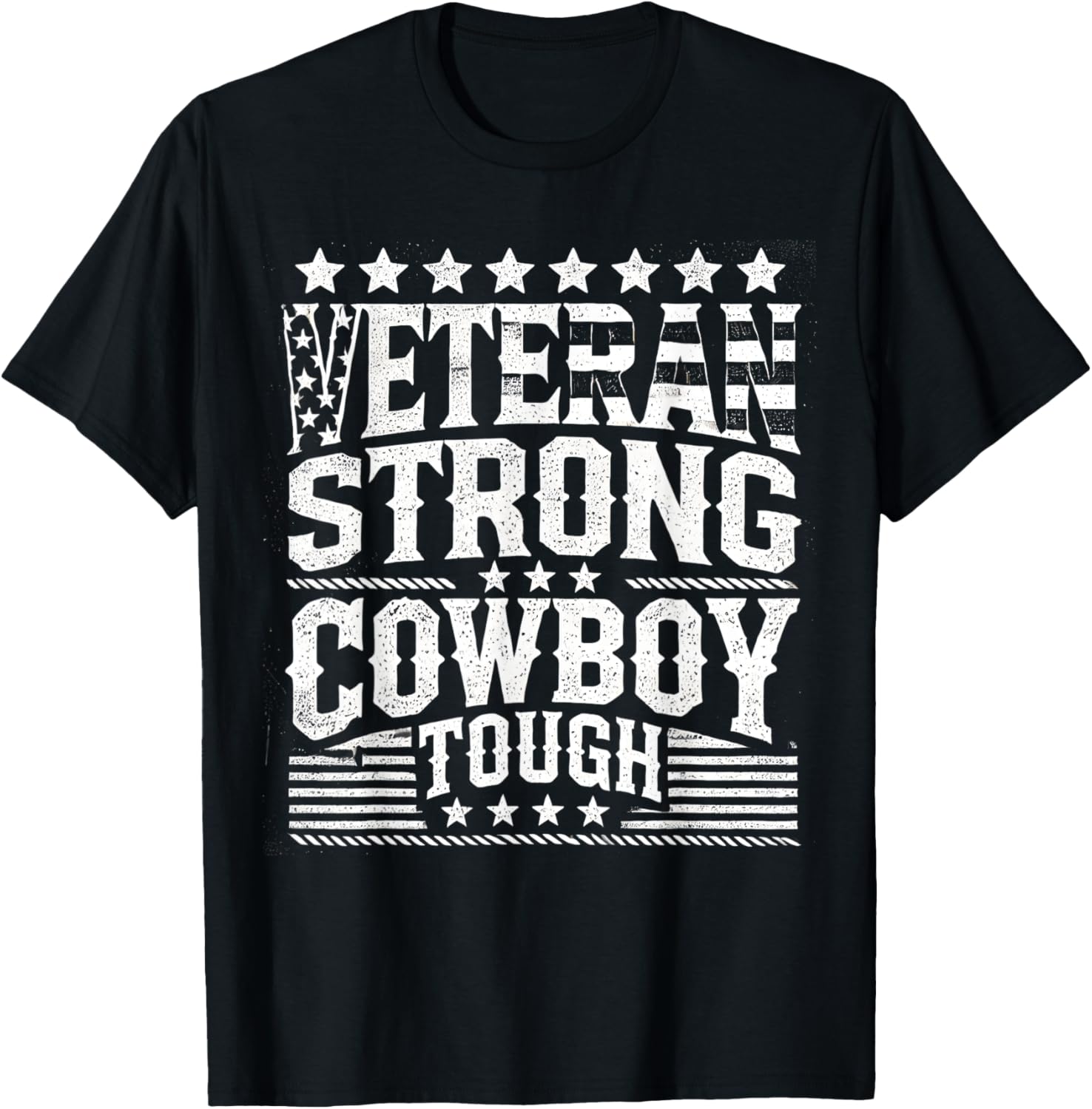 Veterans Cowboy Veteran Strong Cowboy Tough Yeehaw Squad T-Shirt - T-Shirt | Black