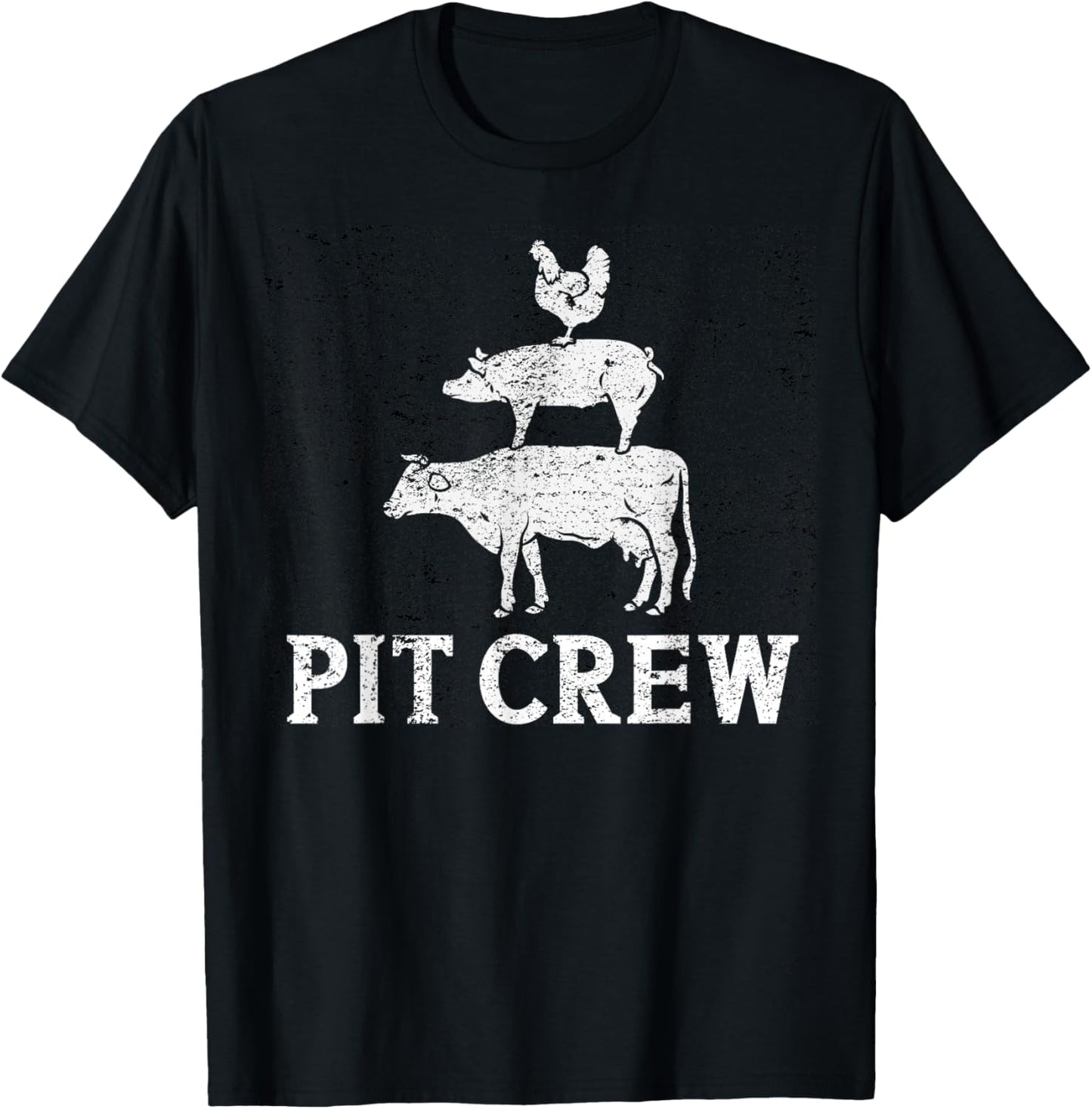 Funny Pit Crew BBQ Grilling Smoking Chicken Pork Beef T-Shirt - T-Shirt | Black