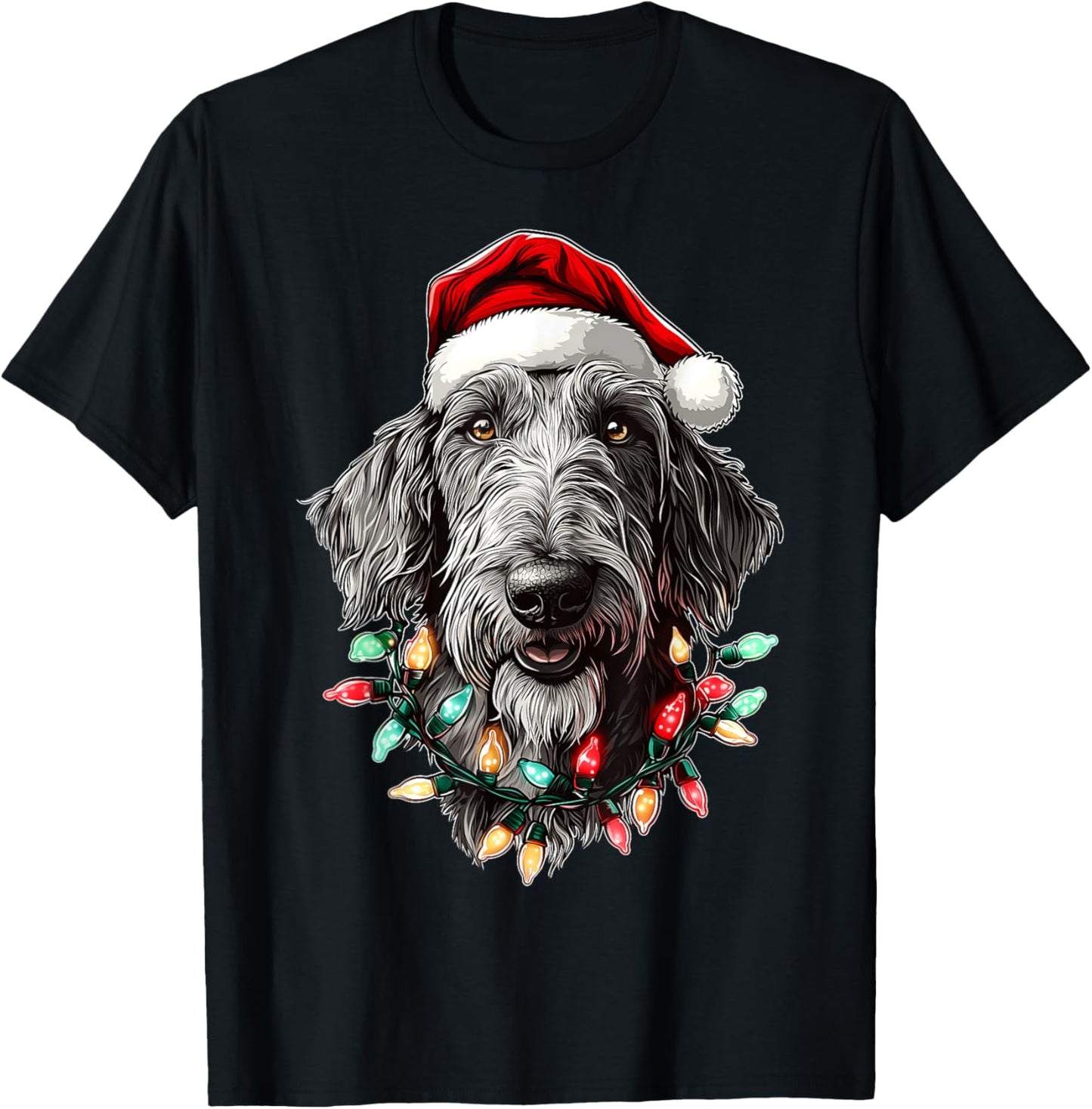 Irish Wolfhound Dog Christmas Hat Xmas Women Kids T-Shirt - T-Shirt | Black