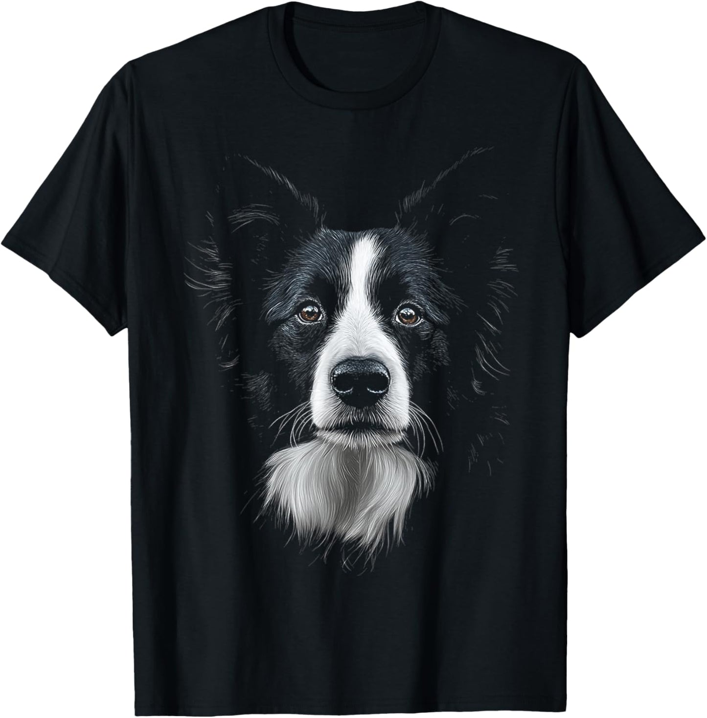 Border Collie Dog Motif Pet Illustration Border Collie T-Shirt - T-Shirt | Black