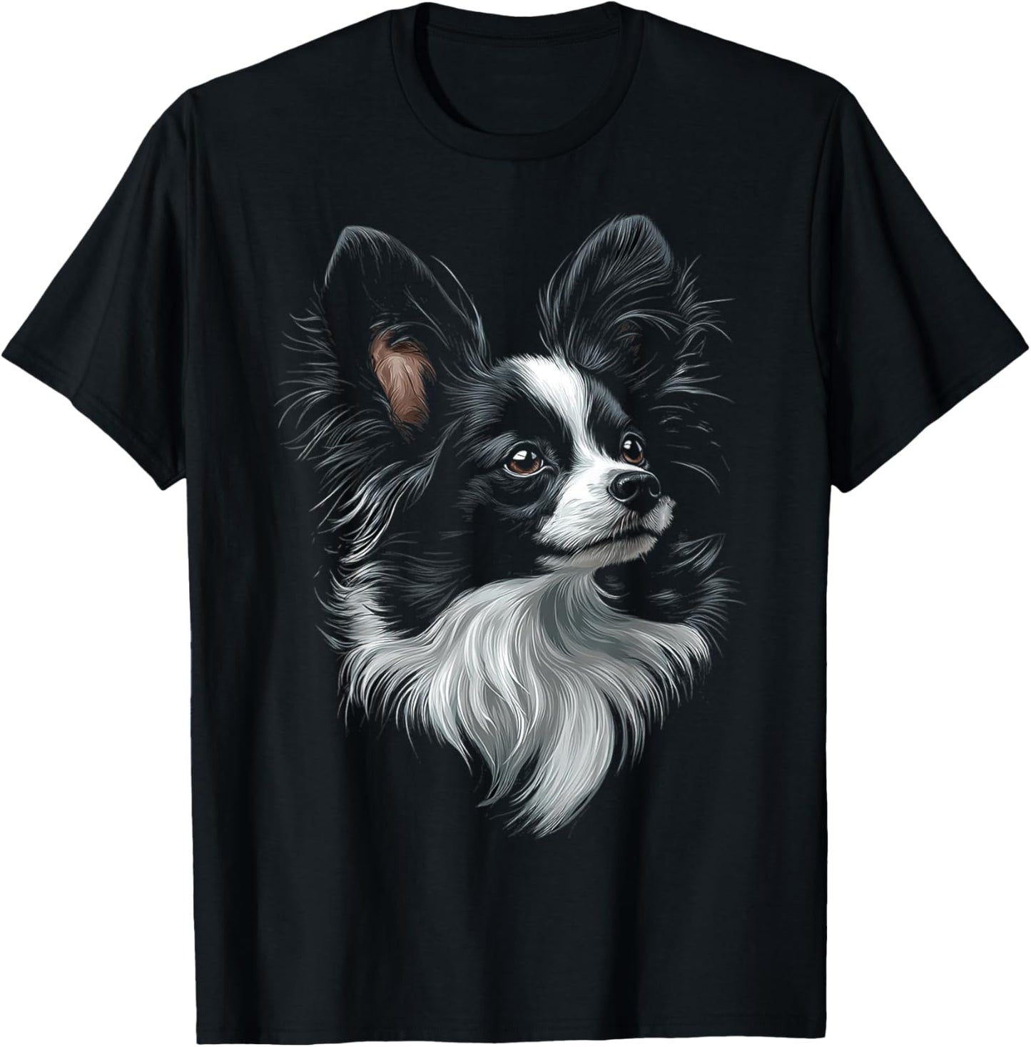 Papillon Dog Motif Pet Art Papillon T-Shirt - T-Shirt | Black
