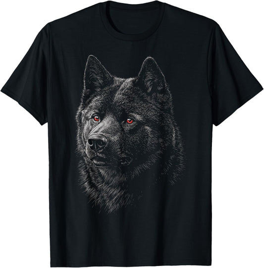 Akita Dog Graphic Pet Illustration Akita T-Shirt - T-Shirt | Black