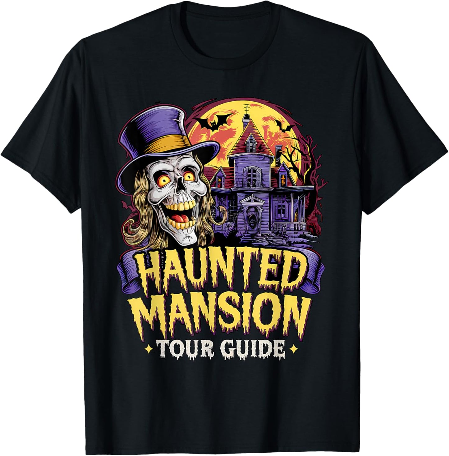 Halloween Haunted Mansion Tour Guide: Spooky Night Awaits T-Shirt - T-Shirt | Black
