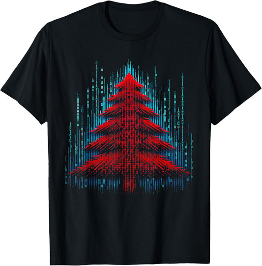 Funny Binary Christmas Tree Computer Programmer Geek for man T-Shirt - T-Shirt | Black