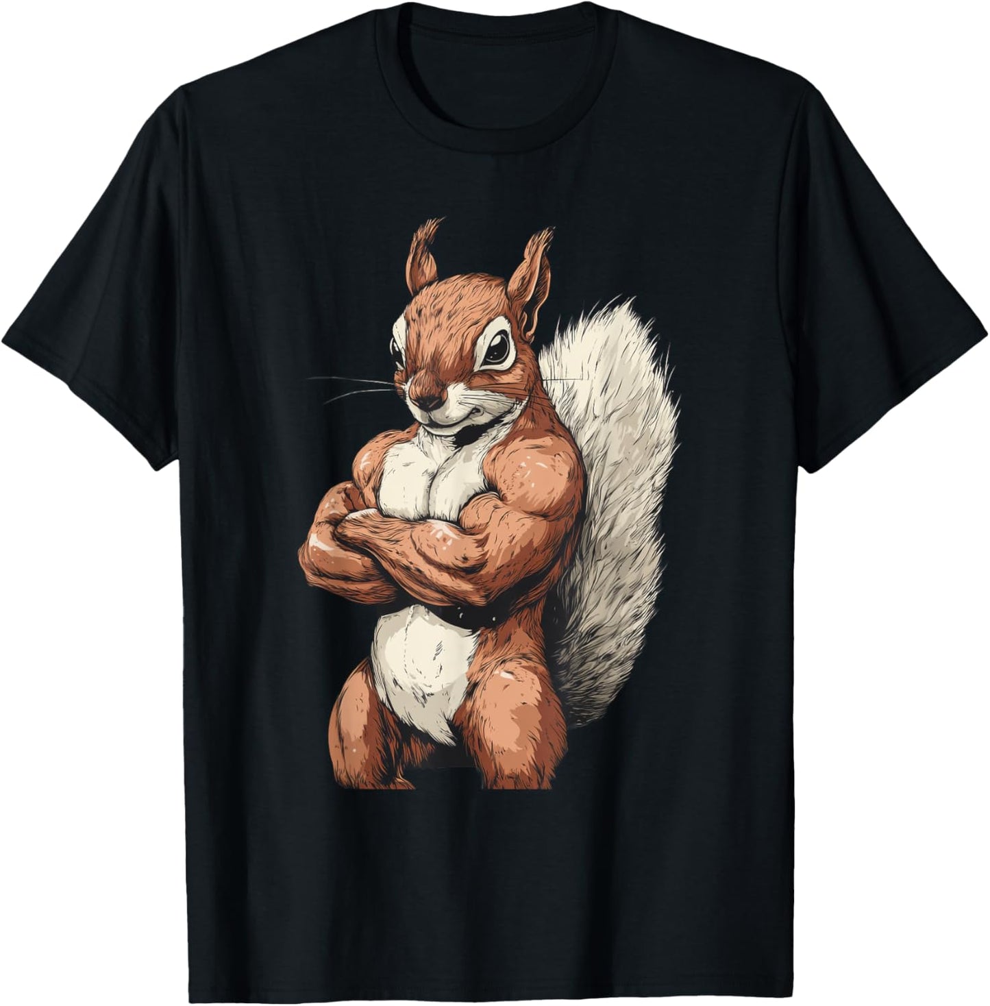 Muscular Squirrel Powerlifting Weightlifting Gym Workout T-Shirt - T-Shirt | Black