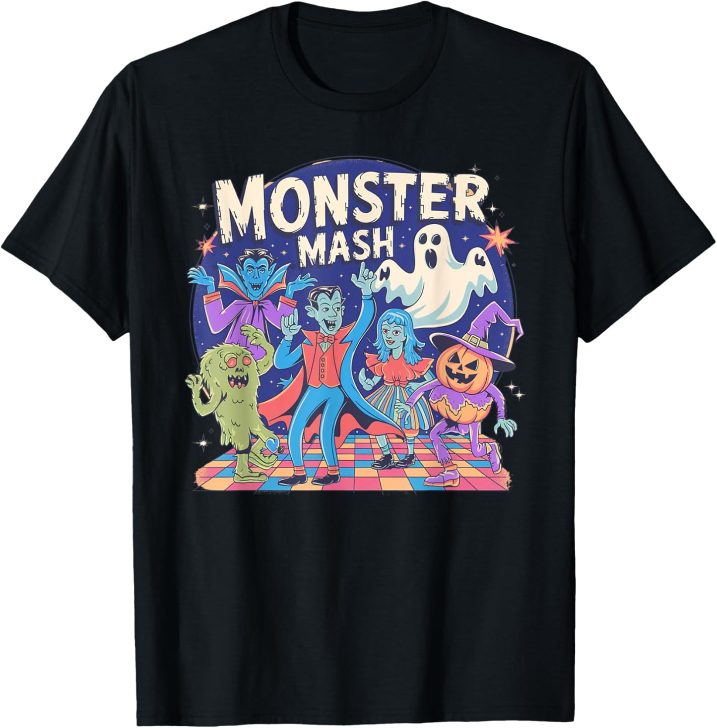 Vintage Monster Mash Funny Halloween Candy Handers T-Shirt - T-Shirt | Black