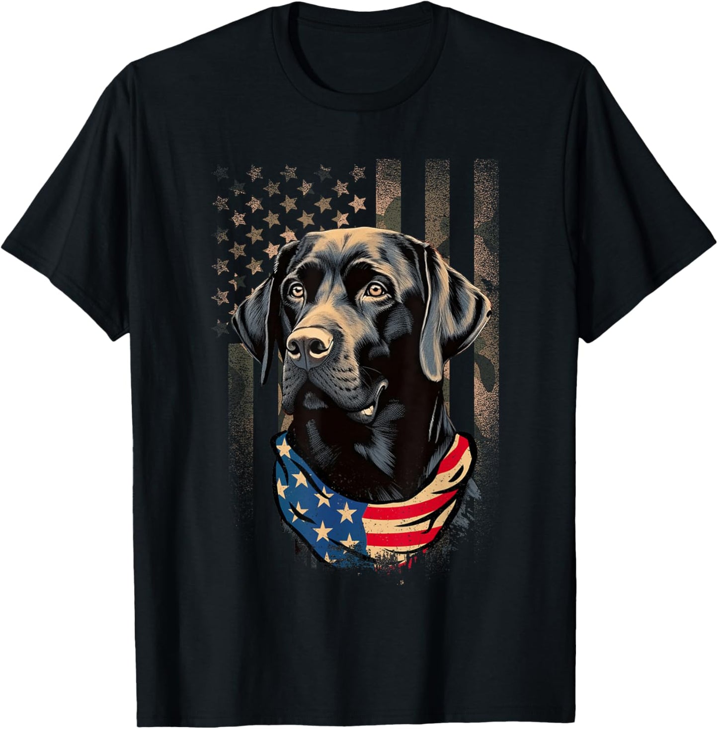 Black Labrador Retriever USA Flag Vintage Labrador Owner T-Shirt - T-Shirt | Black