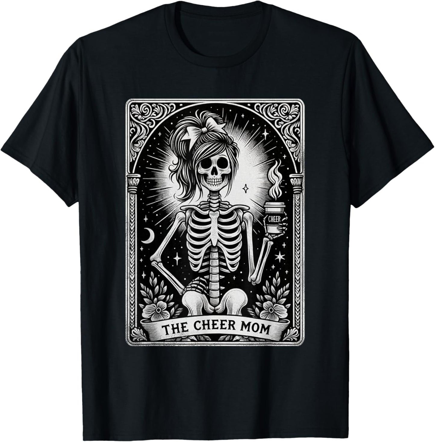 Funny Cheer Mom Halloween, Tarot Card Cheerleading Mom T-Shirt - T-Shirt | Black