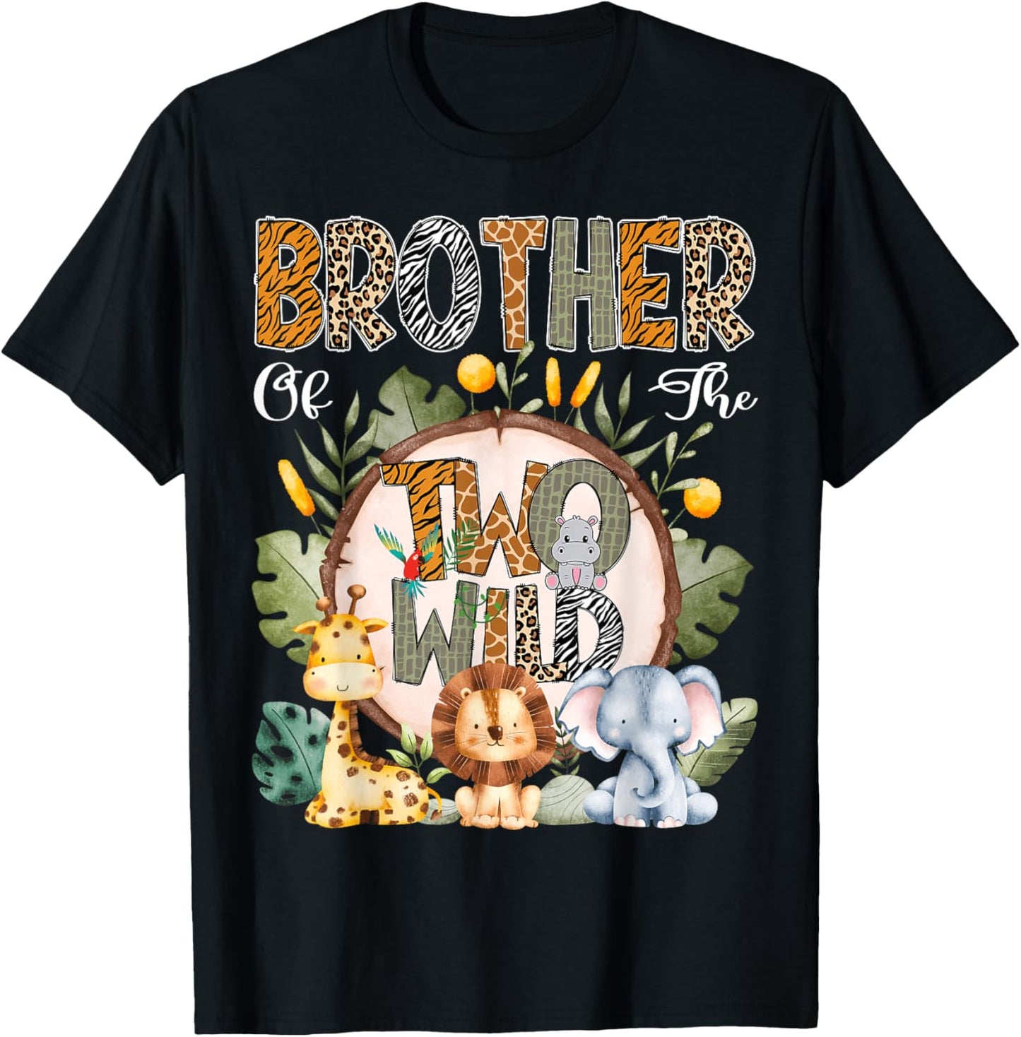 Brother Of The Two Wild Animal Safari 2Nd Birthday Party T-Shirt - T-Shirt | Black